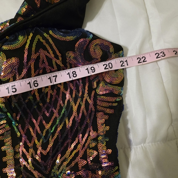 Multi color pink, gold, green, blue semi/formal sleeveless dress. - Picture 12 of 13